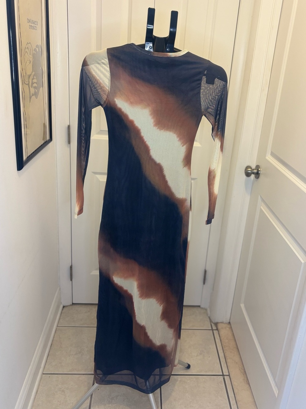 Bronze Snake Amaya Midi Dress Mars Mesh Bodycon Long Sleeve XS AU 6 - Picture 4 of 9